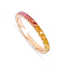 Natural Sapphire Full Eternity Wedding Matching Band, Rainbow Minimalist Jewelry - £55.14 GBP