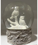 Snow Globe Two Owl’sOn Tree  White Faux Birch Base Nature Animals Outdoo... - $6.91