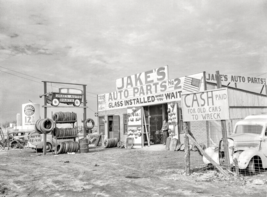 Vintage Photo Reproduction Old Auto Repair Shop Between Fort Worth and Dallas - £10.85 GBP