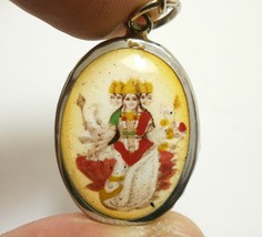 Maa Gayatri Savitri Vedamata Vedas Mother Saraswati Consort Of Brahma Om Locket - £23.31 GBP