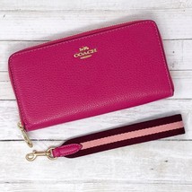 Coach Long Zip Around Wallet in Bold Pink Leather C8277 New With Tags - £211.32 GBP