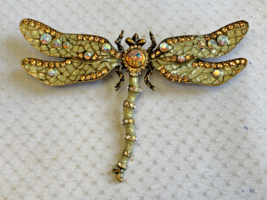 Joan Rivers Crystal Critters Art Deco Dragonfly Brooch Fashion Jewelry Pin - £39.92 GBP