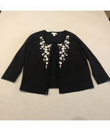 Charter Club Black Cardigan With White Flowers Size Small - £23.46 GBP