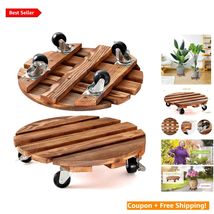 Heavy Duty 12" Wood Plant Caddy with 360° Casters - Perfect for Large Pl... - $44.50