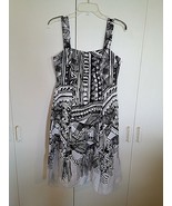 DM/DONNA MORGAN LADIES SLEEVELESS BLACK/WHITE 100% LINEN DRESS-LINED-6-N... - $244.63 MXN