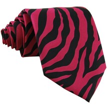 Vesuvio Napoli in Italy Men&#39;s Neck Tie W Handkerchief Pink Zebra Print 6... - $13.50