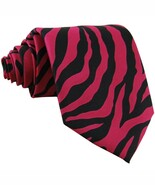 Vesuvio Napoli in Italy Men&#39;s Neck Tie W Handkerchief Pink Zebra Print 6... - $248.54 MXN