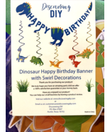 Dinosaur Happy Birthday Banner &amp; Hanging Swirl Decorations Pre-Assembled... - $272.32 MXN