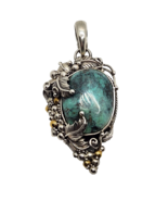 Som&#39;s Sterling Silver &amp; Turquoise Pendant w/ Leaves &amp; Bead Motif - £138.05 GBP