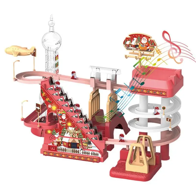 Electric Santa Climbing Stairs Toy Santa Claus Race Track Toys Educational Music - £24.20 GBP+
