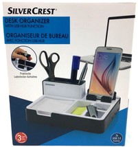 Silver Crest Desk Organizer w/ 3 USB HUB 3.0 Ports Charge Smartphones / ... - £6.84 GBP