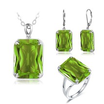 Real Jewelry Sets Silver 925 Womens 925 Sterling Silver Necklace Set Pendant Ear - £108.42 GBP