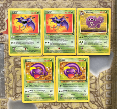 Vtg 90s Y2K Pokemon Cards Fossil Lot of 5 Grass Type Zubat Weezing Ekans - £11.60 GBP