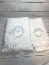 Vintage Shells Cottage USA Made 1 Bath 1 Hand Towel Light Pink Lace - $14.84