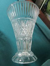 Shannon Crystal Cut VASE - Compatible with Globe -Bud -Ribbed - Brass Holder Bow - $45.07+