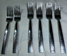 Set of 6 Towle Barretta Stainless Steel Hammered Pattern 2 Salad 4 Dinner Forks - £15.82 GBP