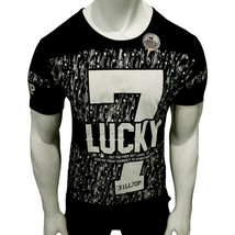 NWT LUCKY 7 MSRP $33.99 HIP HOP CASUAL MEN&#39;S BLACK CREW NECK T-SHIRT SIZ... - £8.14 GBP