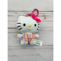 Hello Kitty 4&quot; Plush Keychain Sanrio 2022 Bullsitoy Striped Outfit Pink Bow - £11.69 GBP