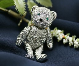 Articulated Rhinestone Teddy Bear Brooch Pendant, Moveable arms, legs, and head - £15.12 GBP
