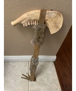 VINTAGE  NATIVE AMERICAN JAWBONE TOMAHAWK SKULL CRACKER With Fur Handle ... - $395.99