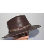 Overland Mens Leather Packable Bush Hat Brown Size M - 7 To 7 1/8 Made I... - €73,21 EUR
