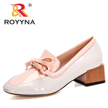 New Style Patent Leather Bowknot Medium Heels Pumps Women Comfortable Mixed Colo - £41.55 GBP