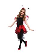 Cute Girls Red Black Queen Ladybug Costume Size 4-6 Dress Wings Antenna ... - $342.89 MXN