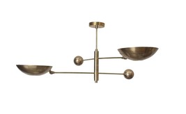 2 Light Pendant Mid Century Modern Raw Brass Sputnik chandelier light Fixture - £234.96 GBP