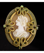 Genuine Cameo Brooch antique victorian pin - Vintage Figural Woman - Gif... - £97.63 GBP