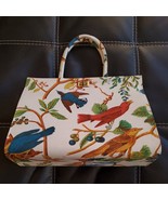 Vintage MARGARET SMITH Handbag Fabric Gardiner Maine Top Handle Birds Be... - $161.49