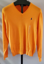 NWT Polo Ralph Lauren Hot Coral Orange Pima cotton Thin Knit Sweater Men... - £35.02 GBP