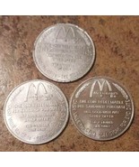 Lot 3 Vtg 80&#39;s McDonalds Quarter Back Quarter Pounder Sandwich Metal Coi... - $9.89