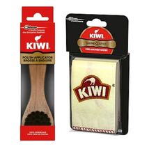 Kiwi Shoe Polish Applicator Brush + Shine Cloths 2ct 100% Cotton Leather... - $15.95