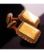 Victorian Engravable Cufflinks - 18kt gold - rare unusual set - gold bla... - £219.82 GBP