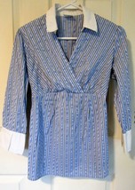 Motherhood Maternity 3/4 Sleeve Striped Blouse Shirt Size S Blue - £8.67 GBP