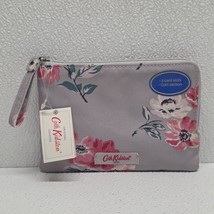 CATH KIDSTON Gray Floral Canvas Zip Around Wallet Pink Flowers - $22.19