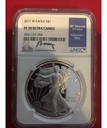 2017 1 OZ SILVER AMERICAN EAGLE NGC PF70 ultra cameo ED MOY signed - $2,002.18 MXN