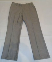 Perry Ellis Size 32W 30L TRAVEL LUXE Tan New Mens Flat Front Dress Pants - $79.20