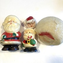 Lot Of 4 Santa Claus Christmas Candles Vintage Fat Round Halo Wax Googly Eyes - $42.56