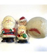 Lot Of 4 Santa Claus Christmas Candles Vintage Fat Round Halo Wax Googly... - $42.56