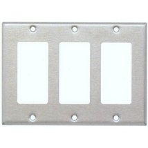 3-Gang Decora Rocker GFCI Stainless Steel Wall Plate Cover - £8.53 GBP