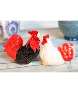 Ebros Chicken Black Rooster And White Hen Magnetic Salt And Pepper Shake... - £13.54 GBP