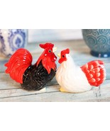 Ebros Chicken Black Rooster And White Hen Magnetic Salt And Pepper Shake... - $23.28 CAD