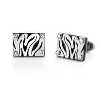 Stainless Steel Zebra Pattern Cufflinks - £47.95 GBP