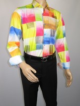Men's AVM Rhine Stone Digital Print Shirt Cotton Turkey Slim Fit 19419-01 Multi image 8