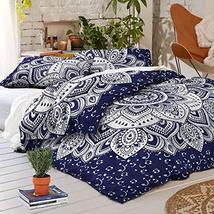 Traditional Jaipur Silver Ombre Mandala Duvet Cover Queen Size, Peacock Feather  - £39.95 GBP