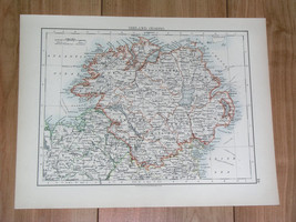 1896 Original Antique Map Of North Ireland Belfast Londonderry / Mayo - $24.54