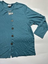 Blair Womens Teal Long Sleeve Pullover Tee with Buttons Size 3xl NWT NEW - £14.18 GBP