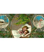 1908 Embossed Christmas Postcard German Children Sleeping By Christmas Tree - $29.88 CAD