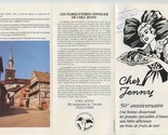 Chez Jenny 50th Anniversary Brochure Boulevard du Temple Paris France 1980 - $17.82